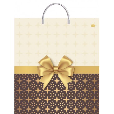 Мешок ПВД (пласт.руч) 440*400 (100мкр) Золотистый бантик